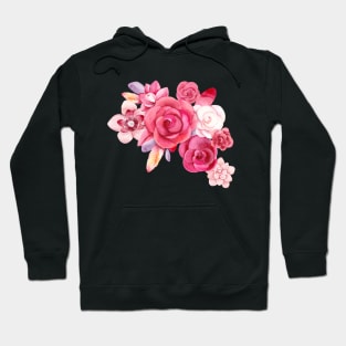 Still Life: Pink Roses Flower Creative Watercolor Drawing ps materialRed flowers petaled Hoodie